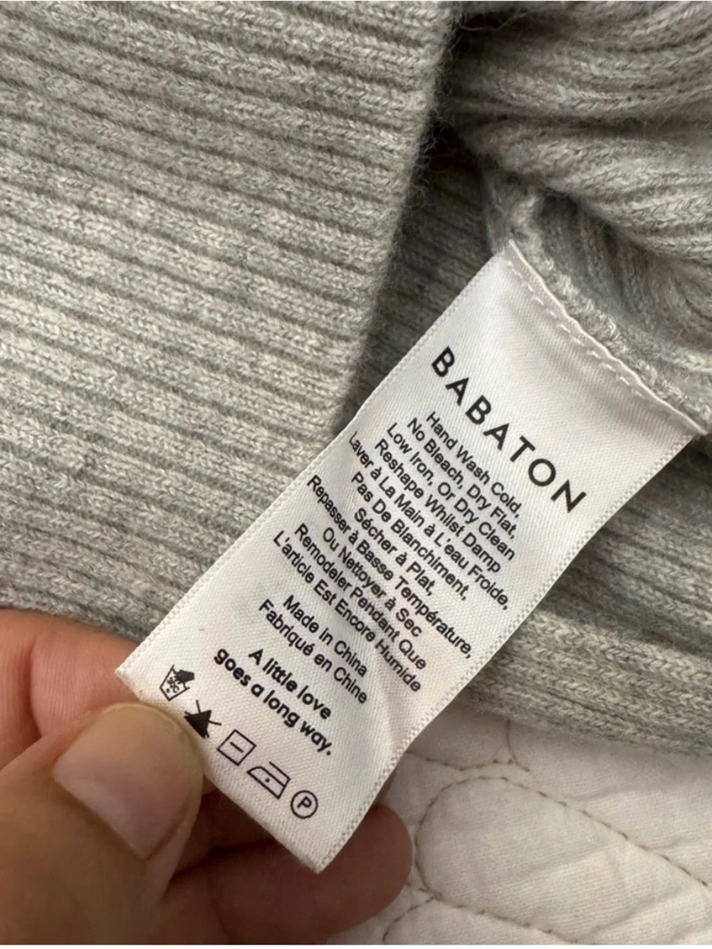 Babaton Aritzia Kitano Gray Ribbed Wool Blend Cross Back Sweater Size XS